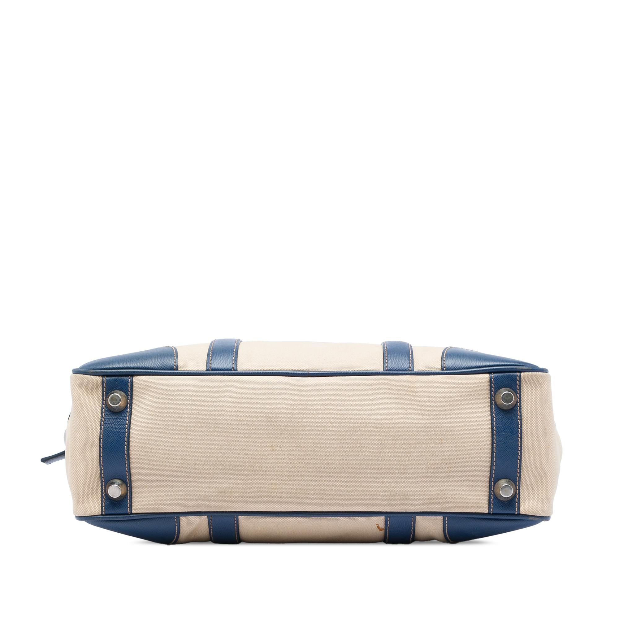 Prada Saffiano Trimmed Canvas Briefcase