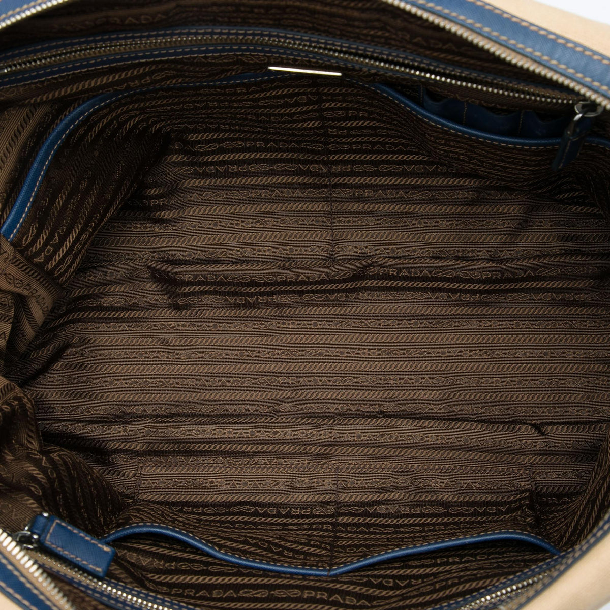 Prada Saffiano Trimmed Canvas Briefcase
