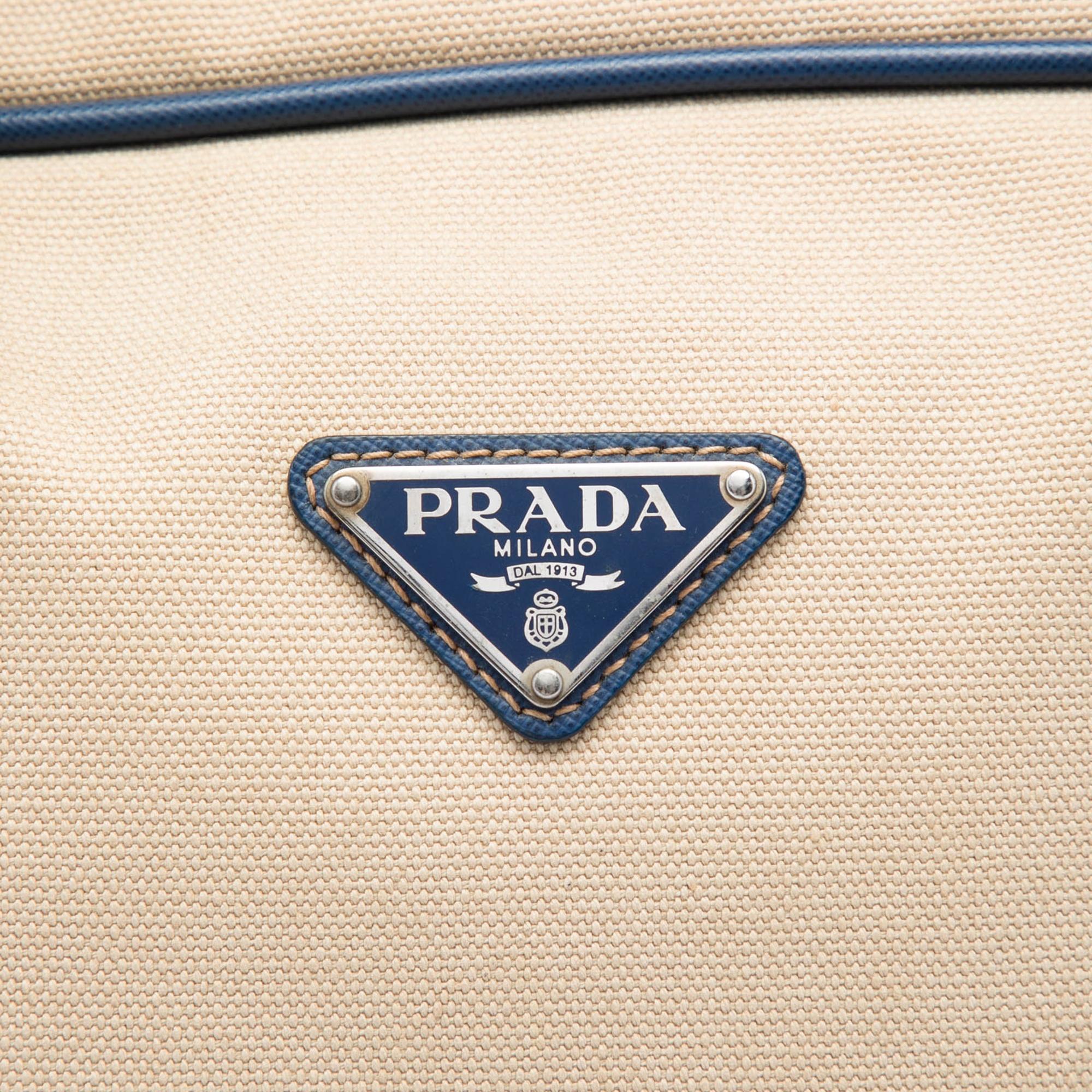 Prada Saffiano Trimmed Canvas Briefcase