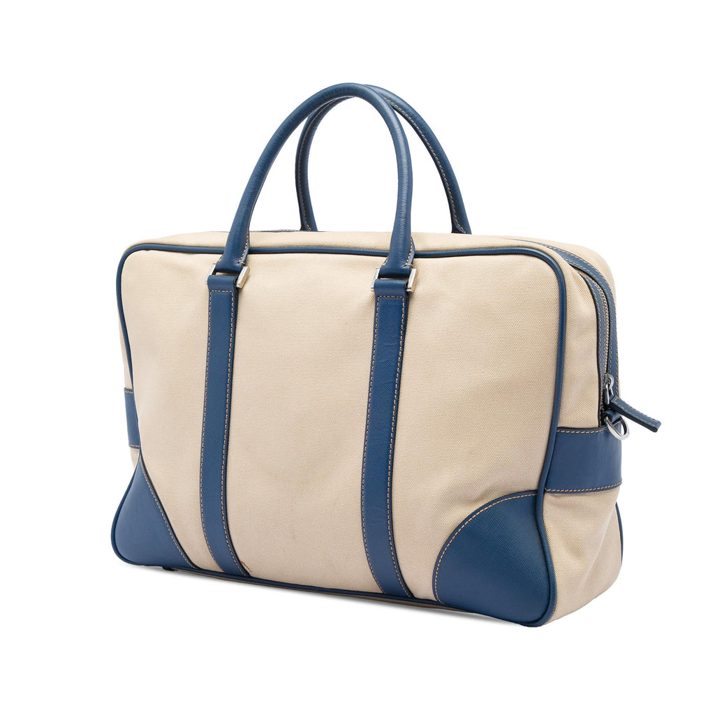 Prada Saffiano Trimmed Canvas Briefcase