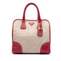 Prada Saffiano Trimmed Canvas Canapa Satchel