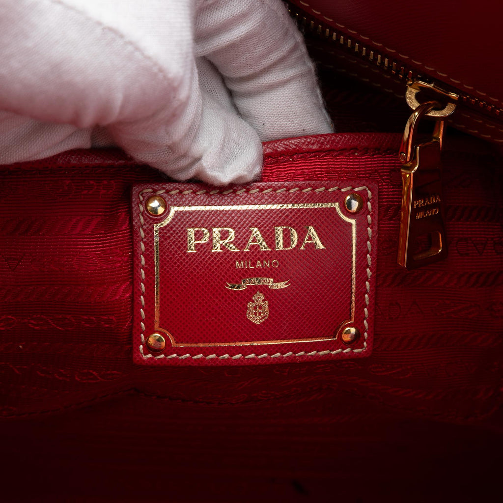 Prada Saffiano Trimmed Canvas Canapa Satchel