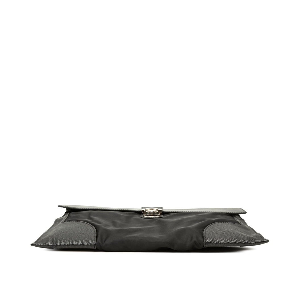 Prada Saffiano Trimmed Tessuto Clutch