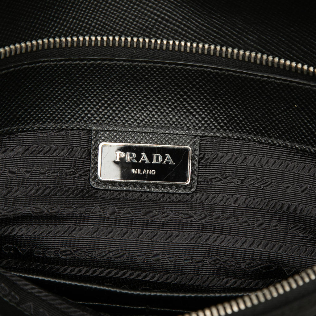 Prada Saffiano Trimmed Tessuto Clutch