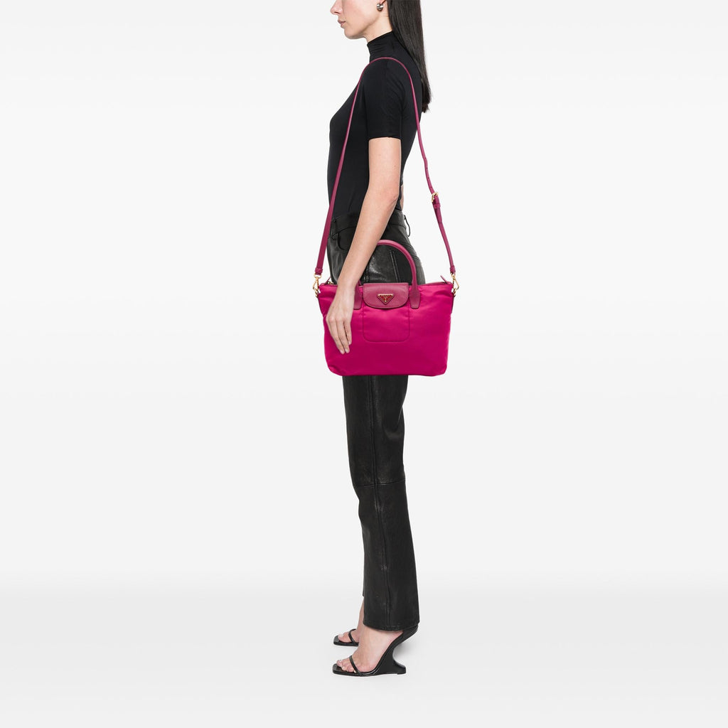Prada Saffiano Trimmed Tessuto Satchel