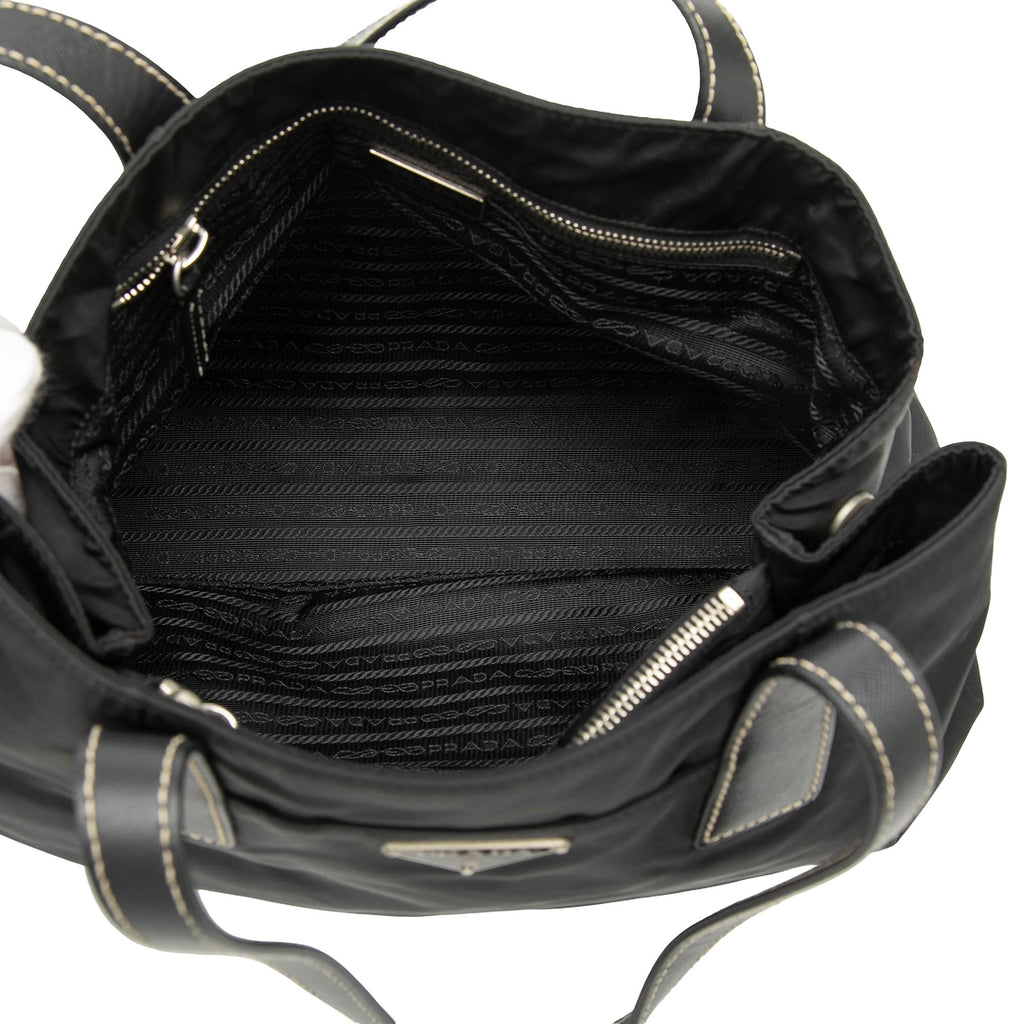 Prada Saffiano Trimmed Tessuto Shopper Tote