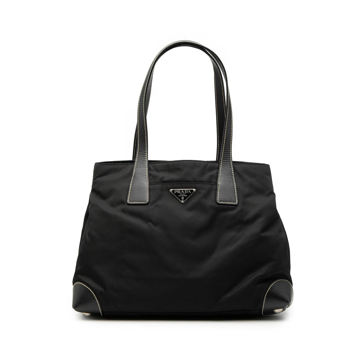 Prada Saffiano Trimmed Tessuto Shopper Tote
