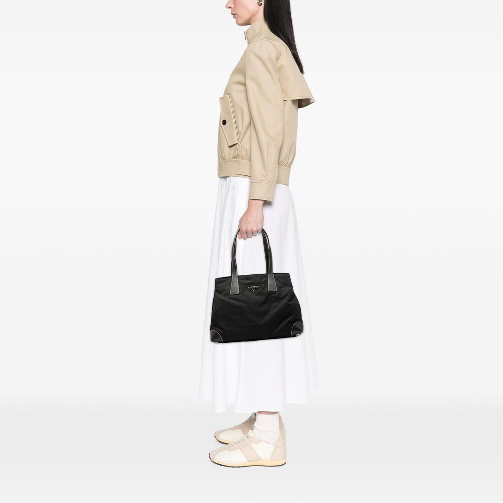 Prada Saffiano Trimmed Tessuto Shopper Tote