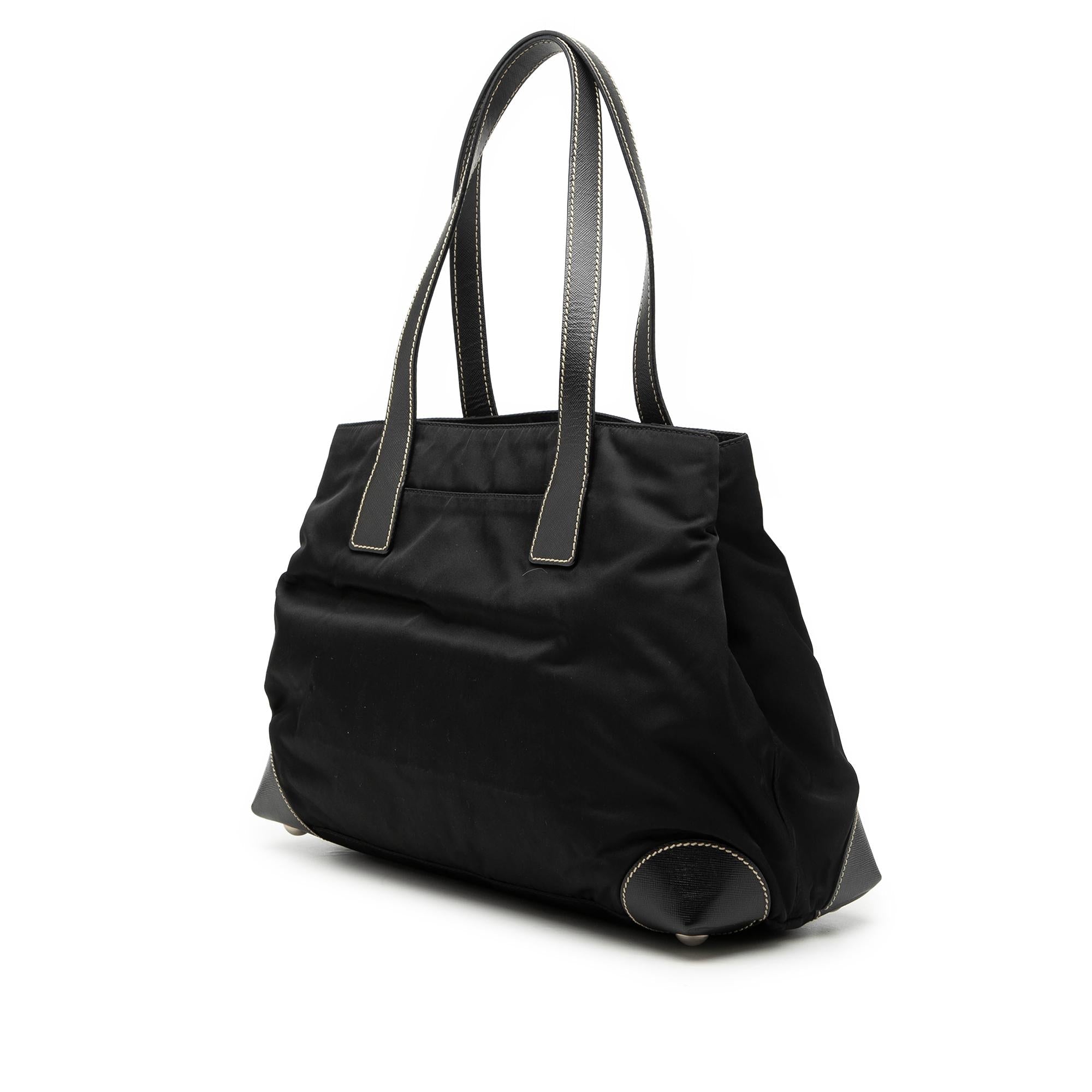 Prada Saffiano Trimmed Tessuto Shopper Tote