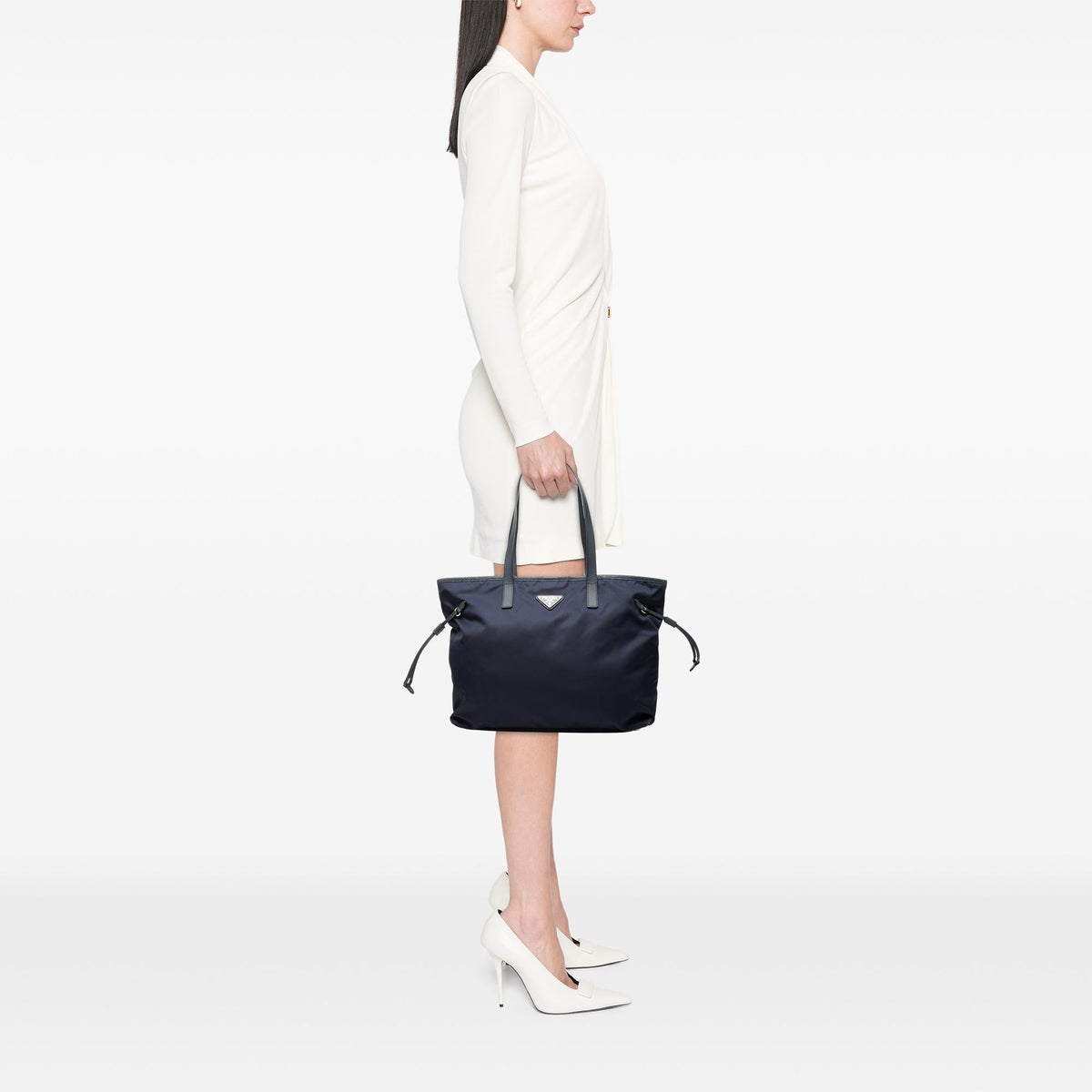 Prada Saffiano Trimmed Tessuto Tote