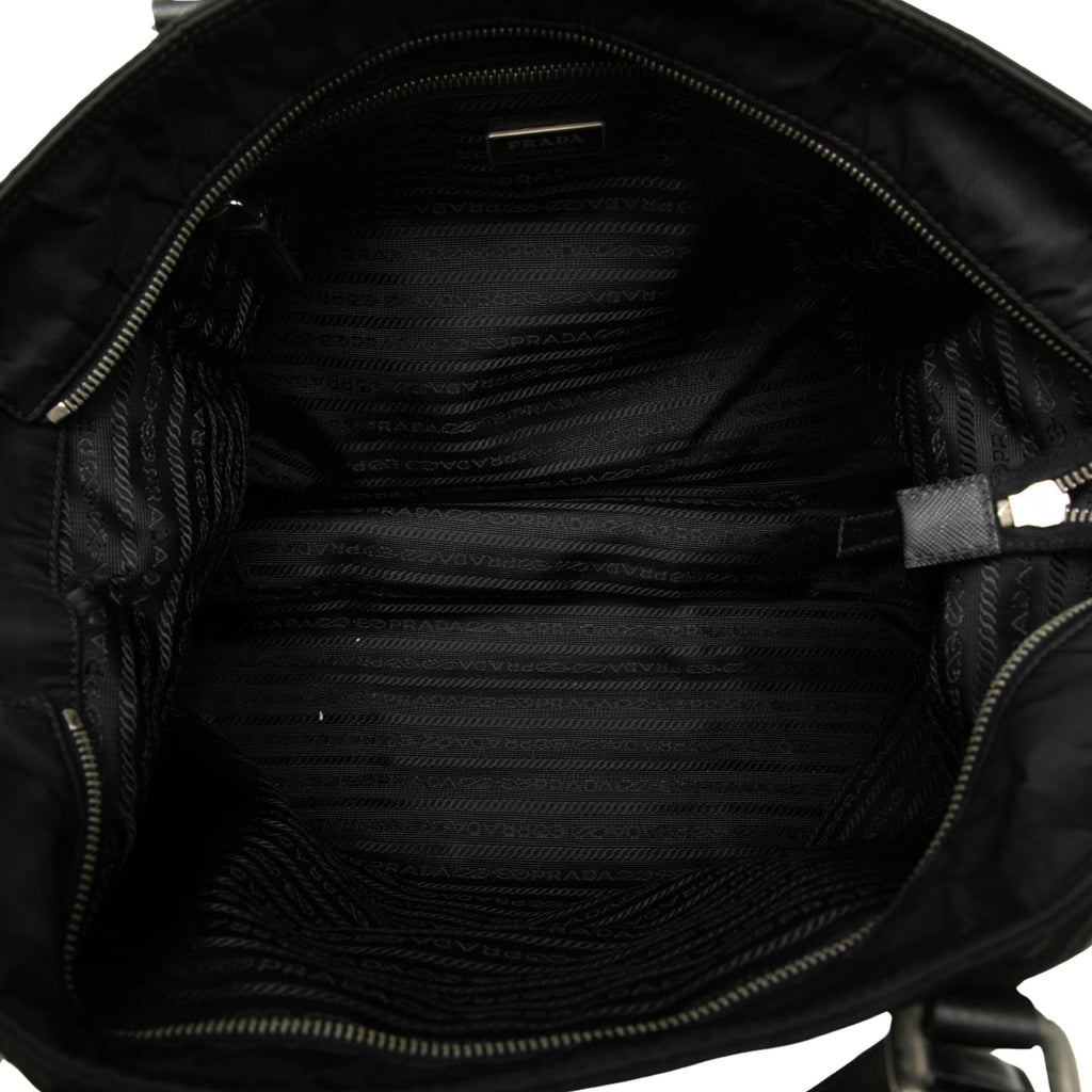 Prada Saffiano Trimmed Tessuto Tote