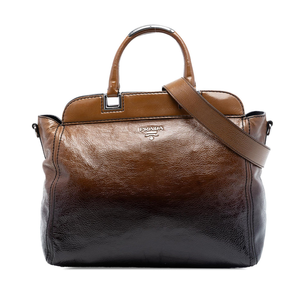 Prada Sfumato Vernice Naplak Frame Satchel
