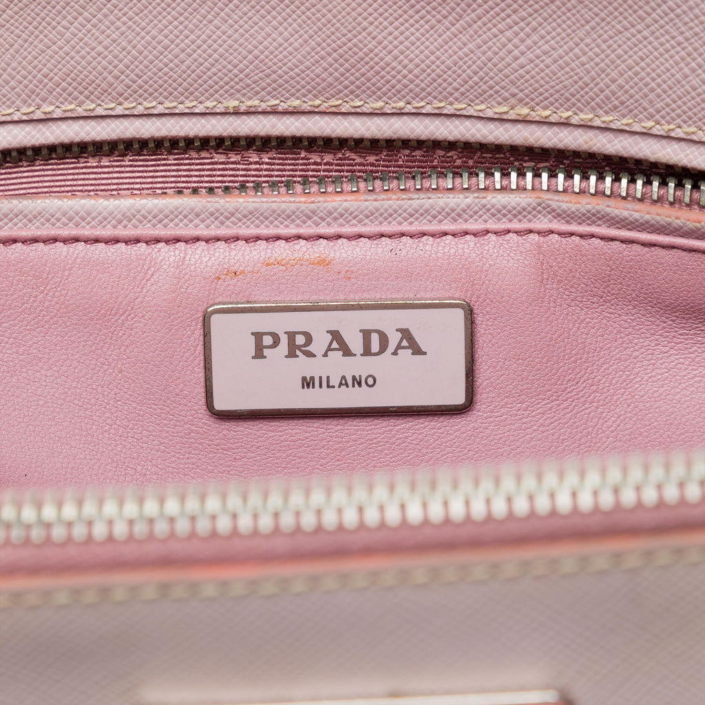 Prada Small Bicolor Saffiano Galleria Double Zip Satchel