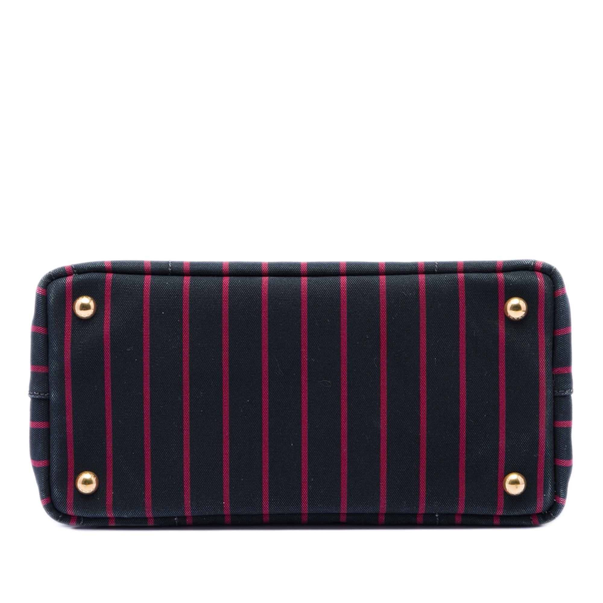 Prada Small Canvas Canapa Logo Stripes Satchel