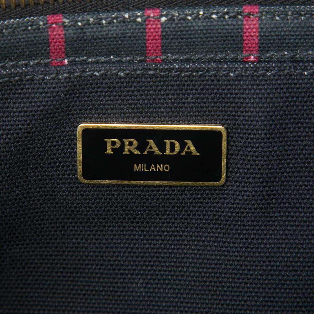 Prada Small Canvas Canapa Logo Stripes Satchel