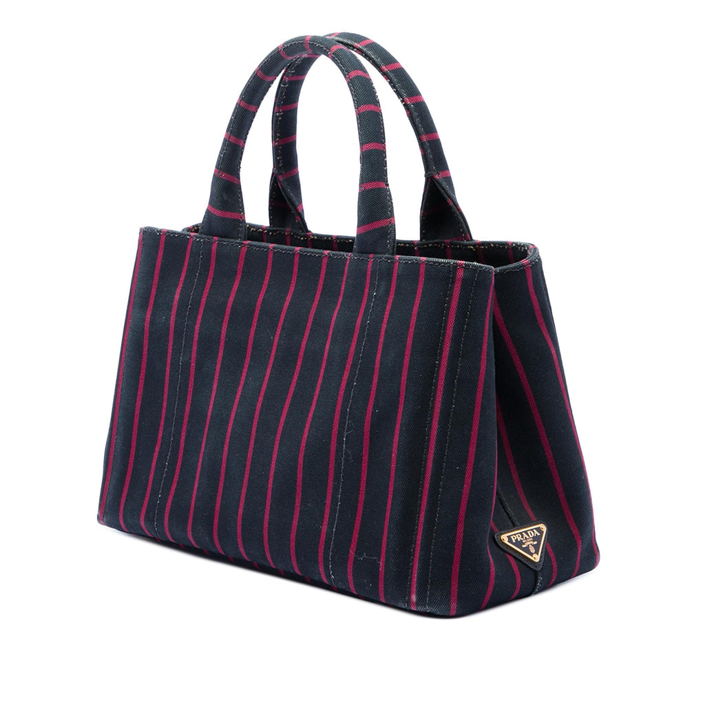 Prada Small Canvas Canapa Logo Stripes Satchel