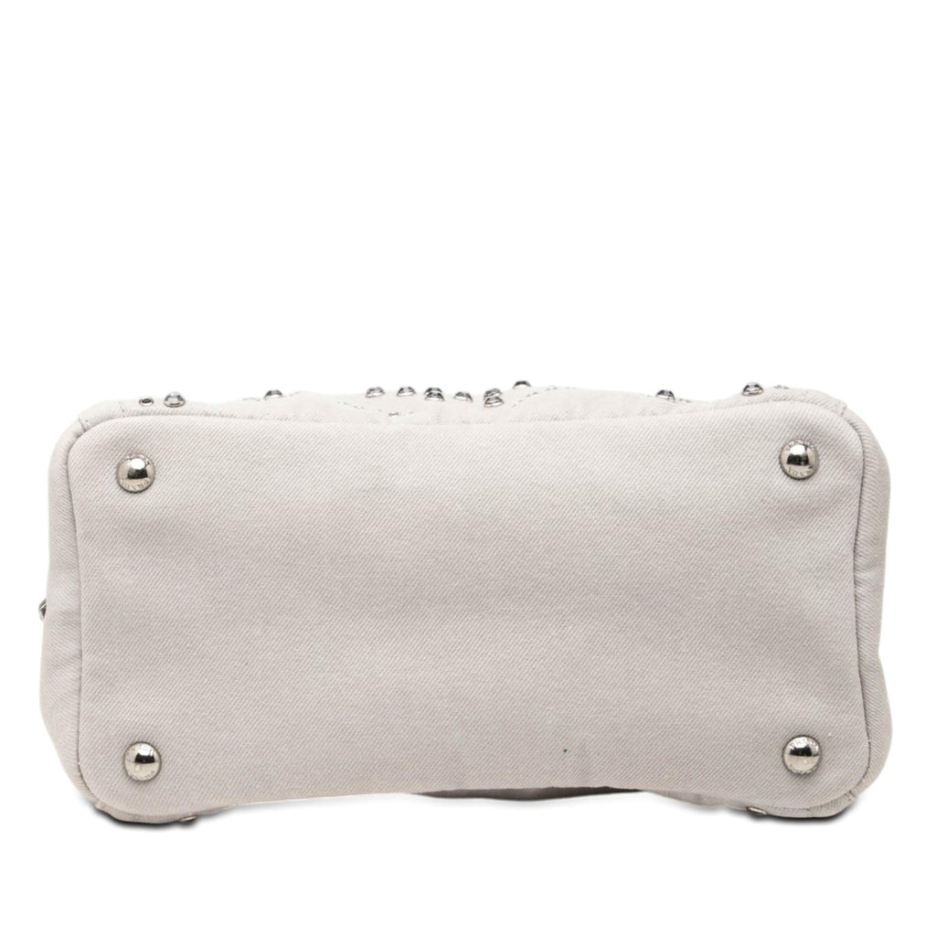 Prada Small Denim Canapa Bijoux and Grommet Satchel