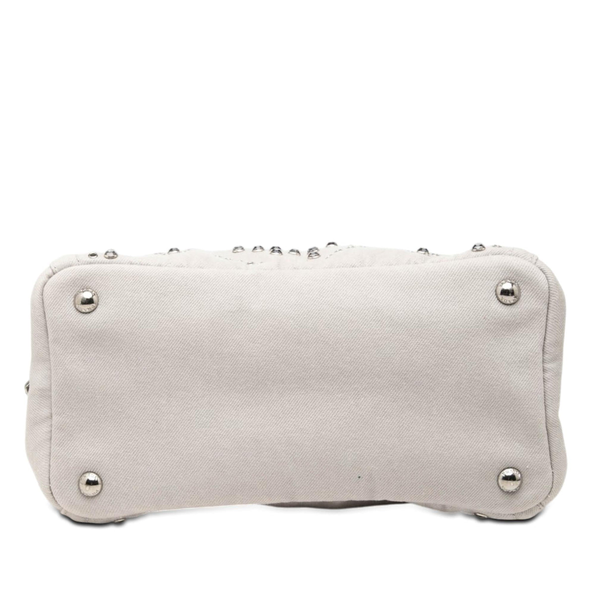 Prada Small Denim Canapa Bijoux and Grommet Satchel