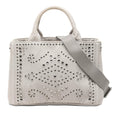 Prada Small Denim Canapa Bijoux and Grommet Satchel