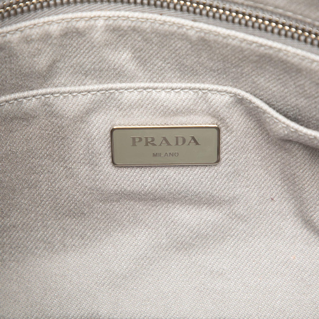 Prada Small Denim Canapa Bijoux and Grommet Satchel