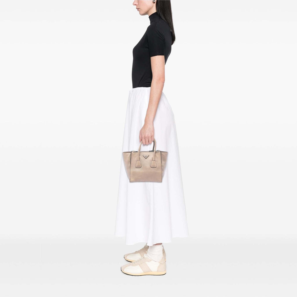 Prada Small Glace Calf Twin Pocket Satchel