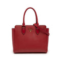 Prada Soft Calf Trimmed Saffiano Lux Zip Convertible Tote