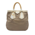 Prada Studded Canvas Canapa Logo Rope Handle Bag