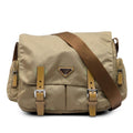 Prada Tessuto Double Buckle Messenger Bag