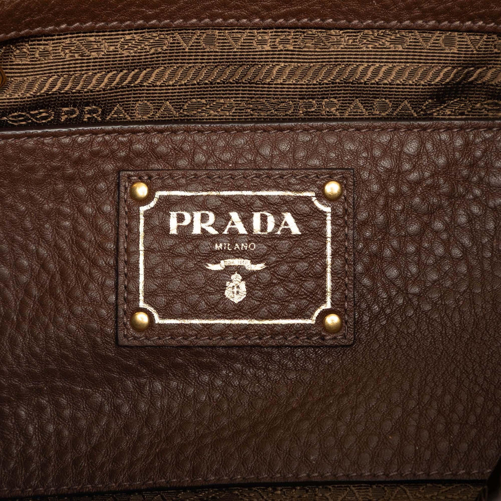 Prada Vitello Daino Side Pocket Convertible Tote