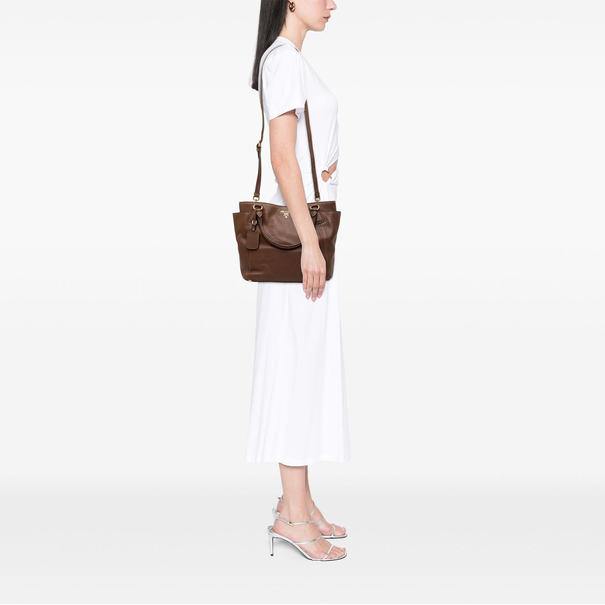 Prada Vitello Daino Side Pocket Convertible Tote