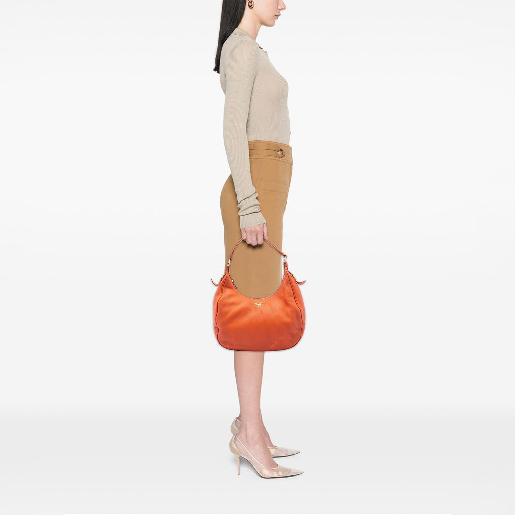 Prada Vitello Daino Zip Top Hobo