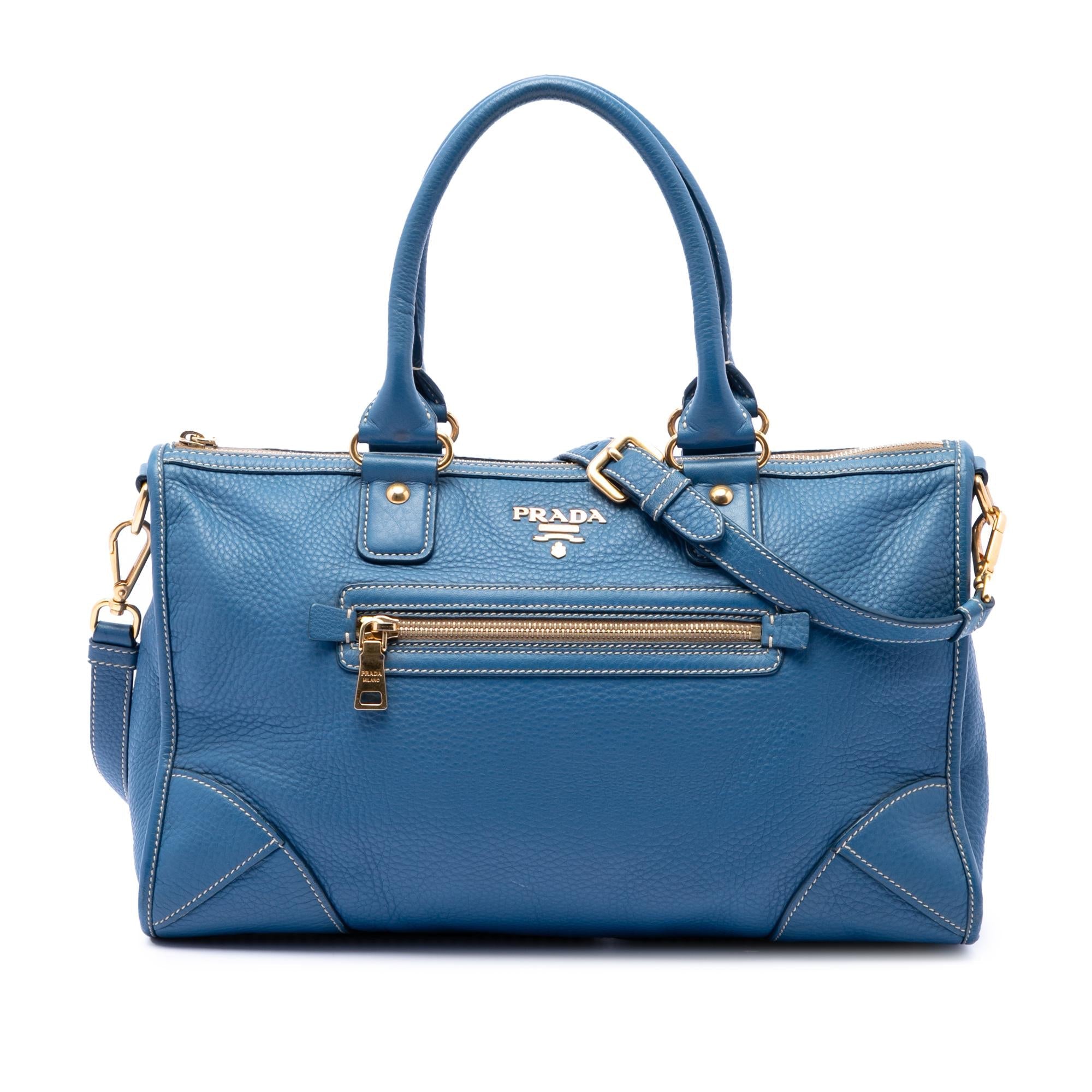 Prada Vitello Daino Zip Top Satchel