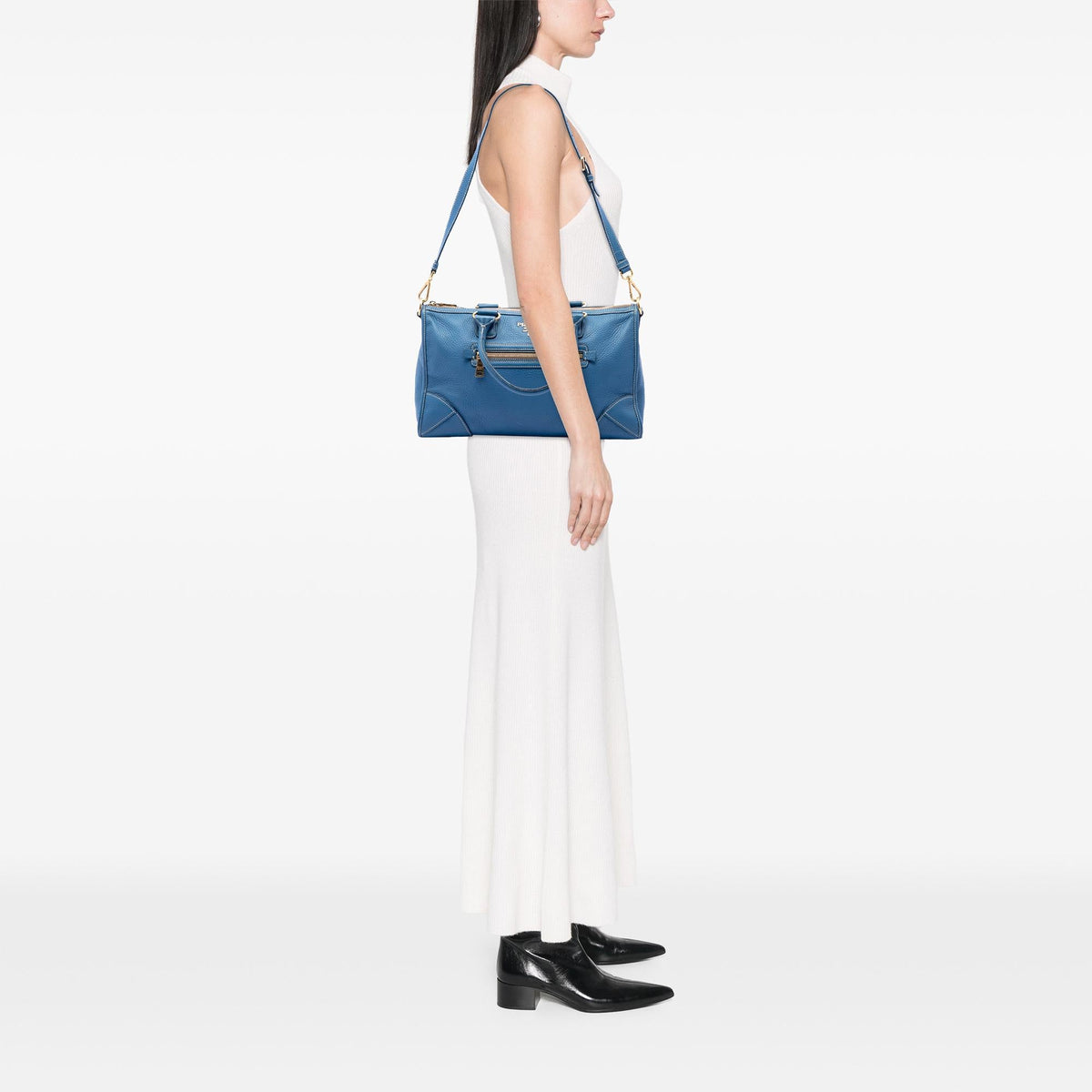Prada Vitello Daino Zip Top Satchel