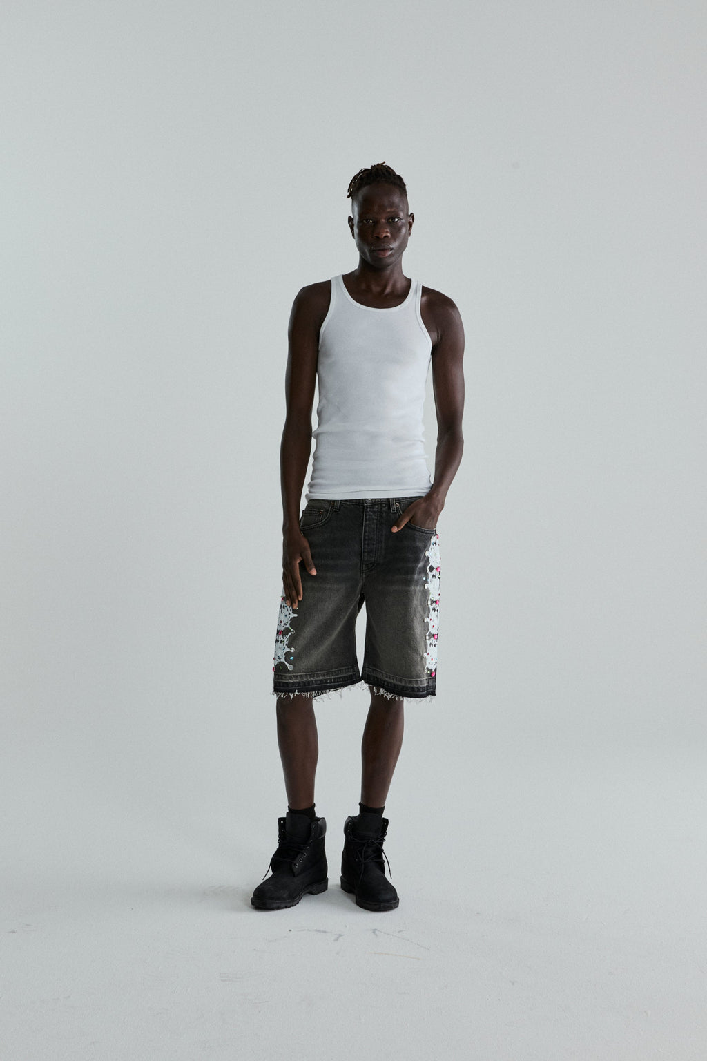 WEB STONE DENIM SHORT