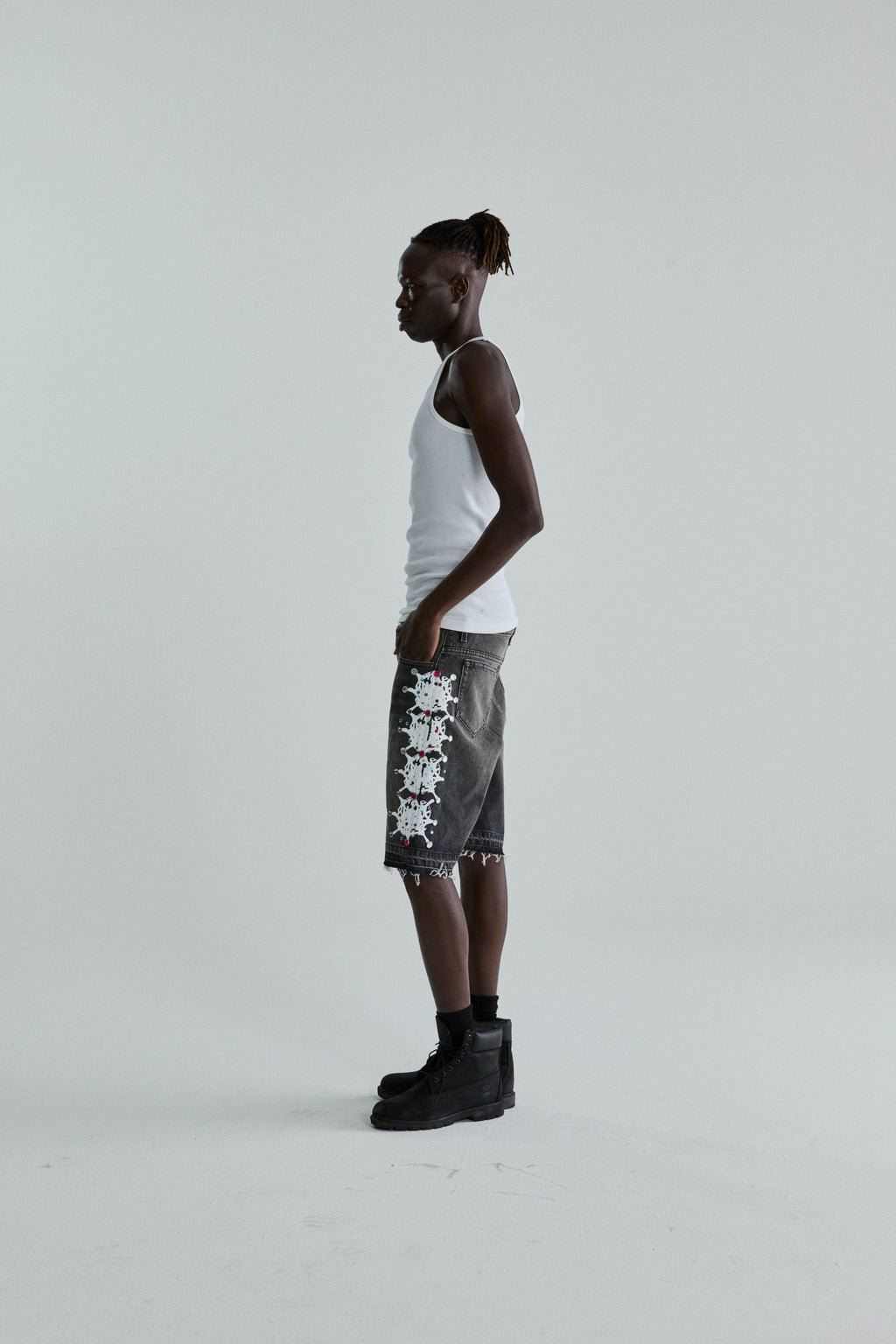 WEB STONE DENIM SHORT