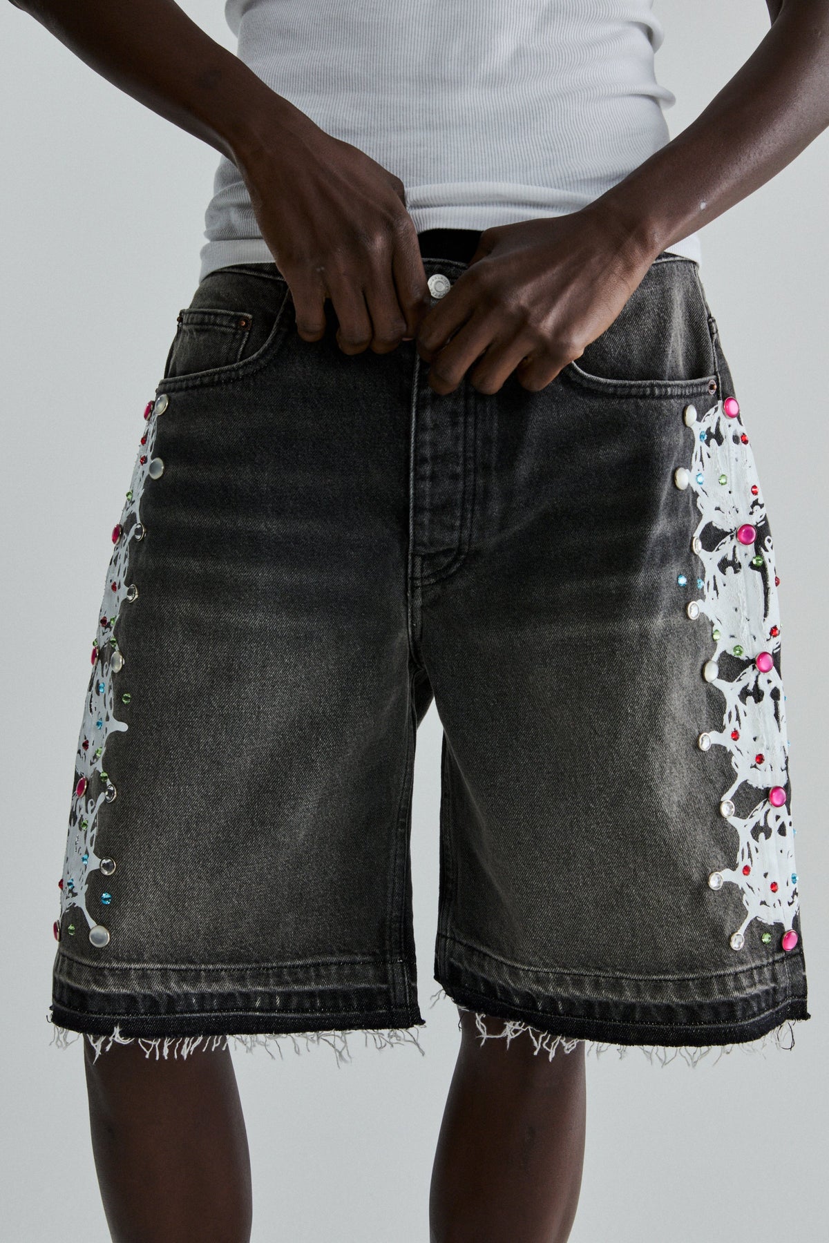 WEB STONE DENIM SHORT