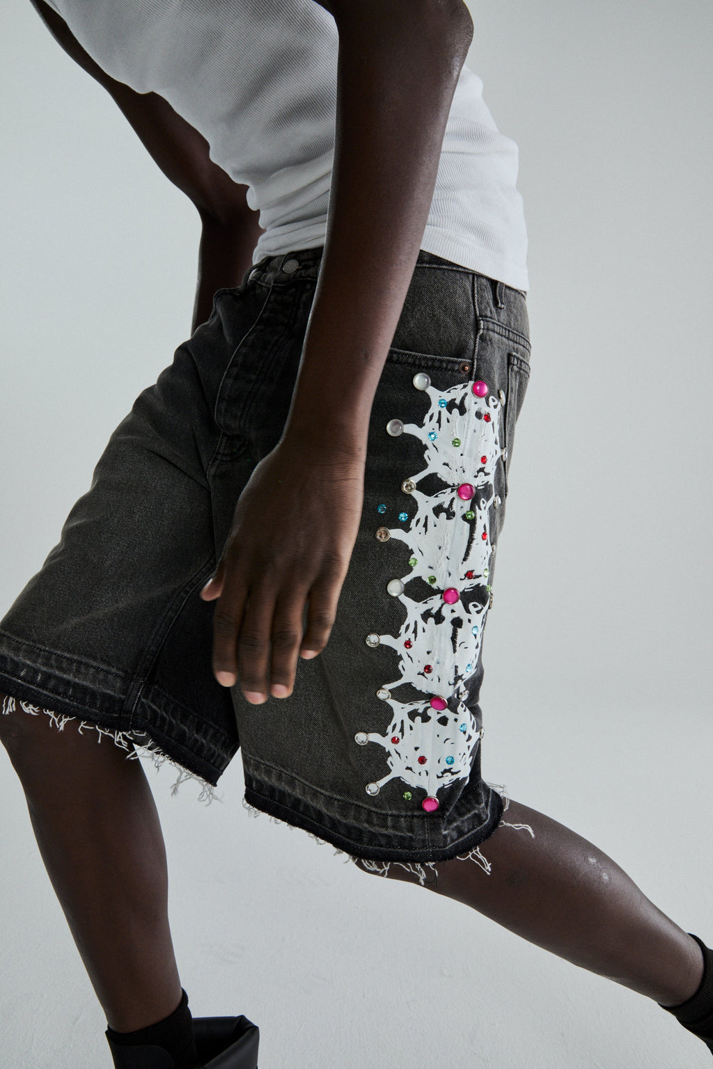 WEB STONE DENIM SHORT