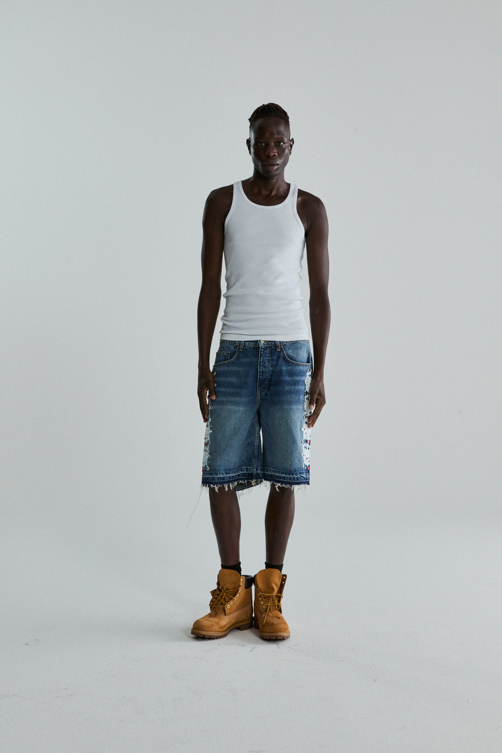 WEB STONE DENIM SHORT
