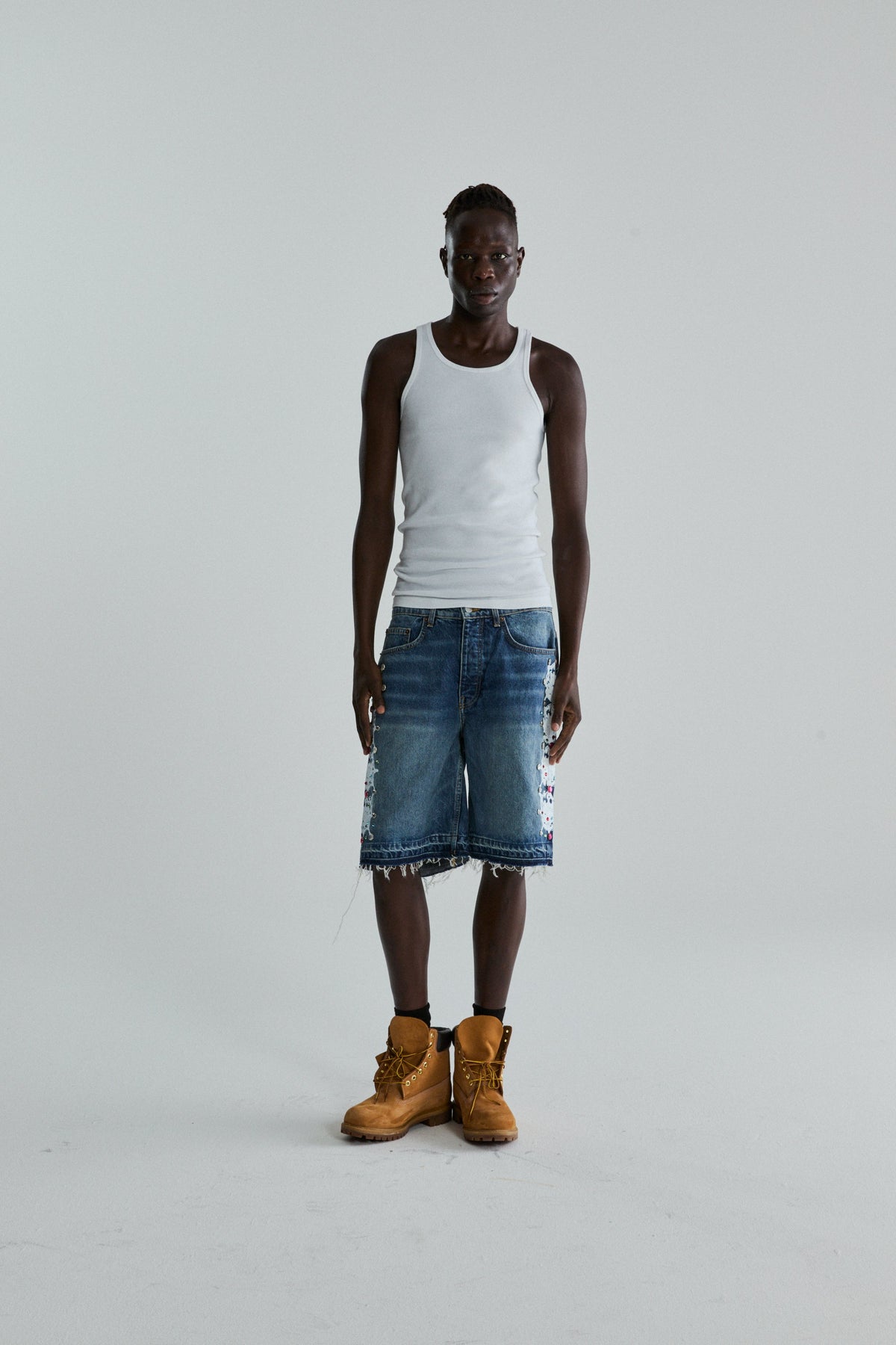 WEB STONE DENIM SHORT
