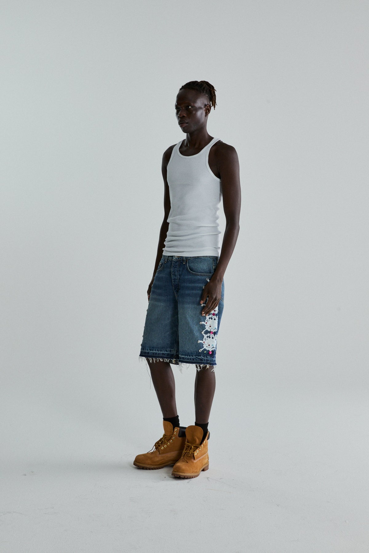 WEB STONE DENIM SHORT