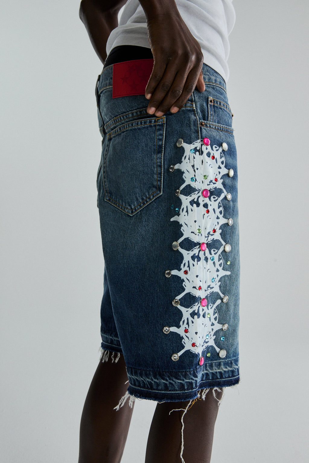 WEB STONE DENIM SHORT