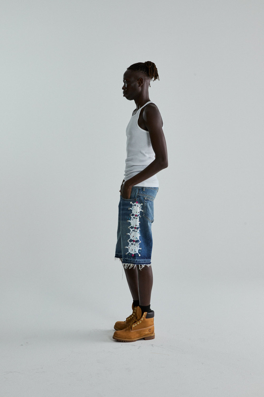WEB STONE DENIM SHORT