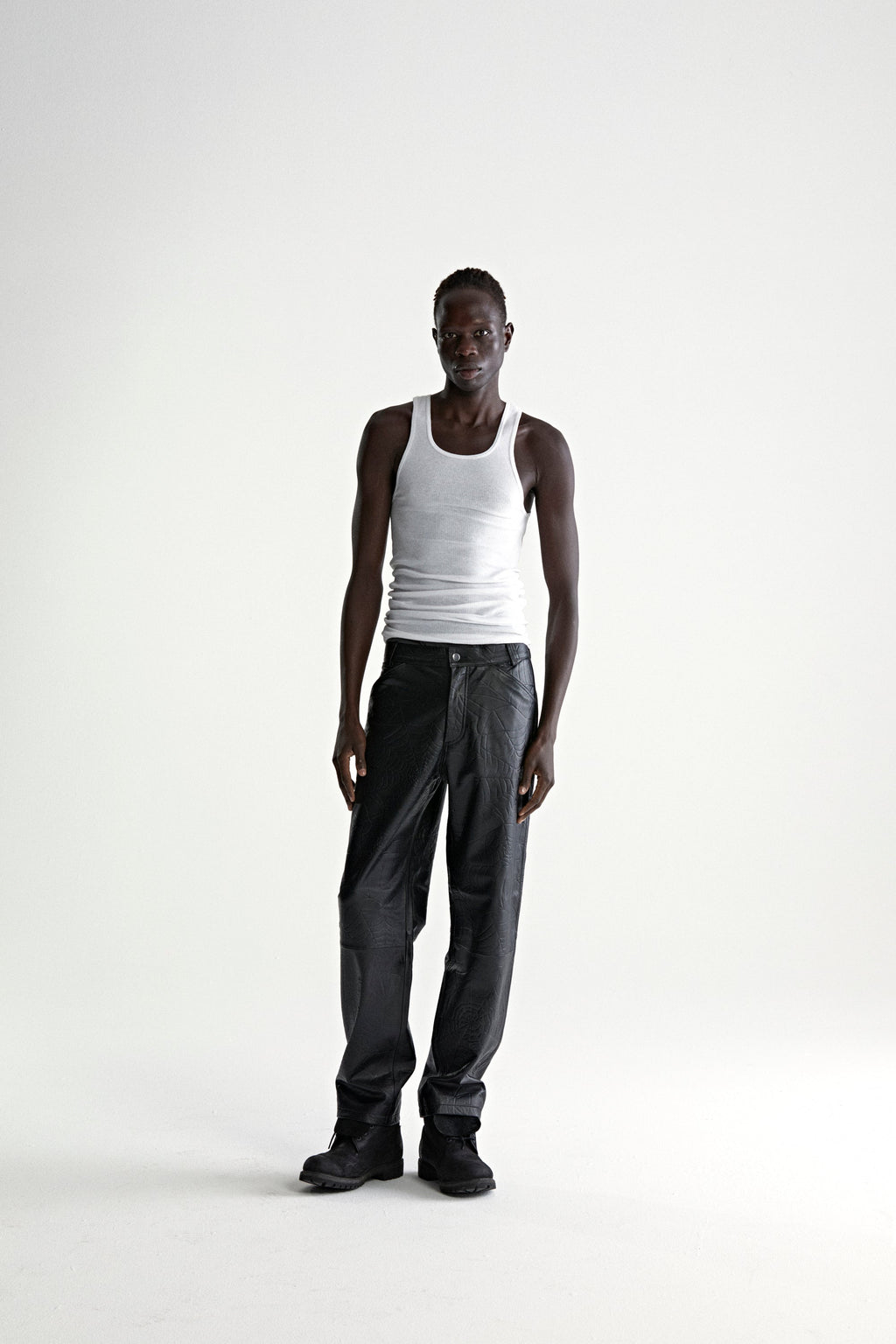 DEBOSSED WEB LEATHER PANT