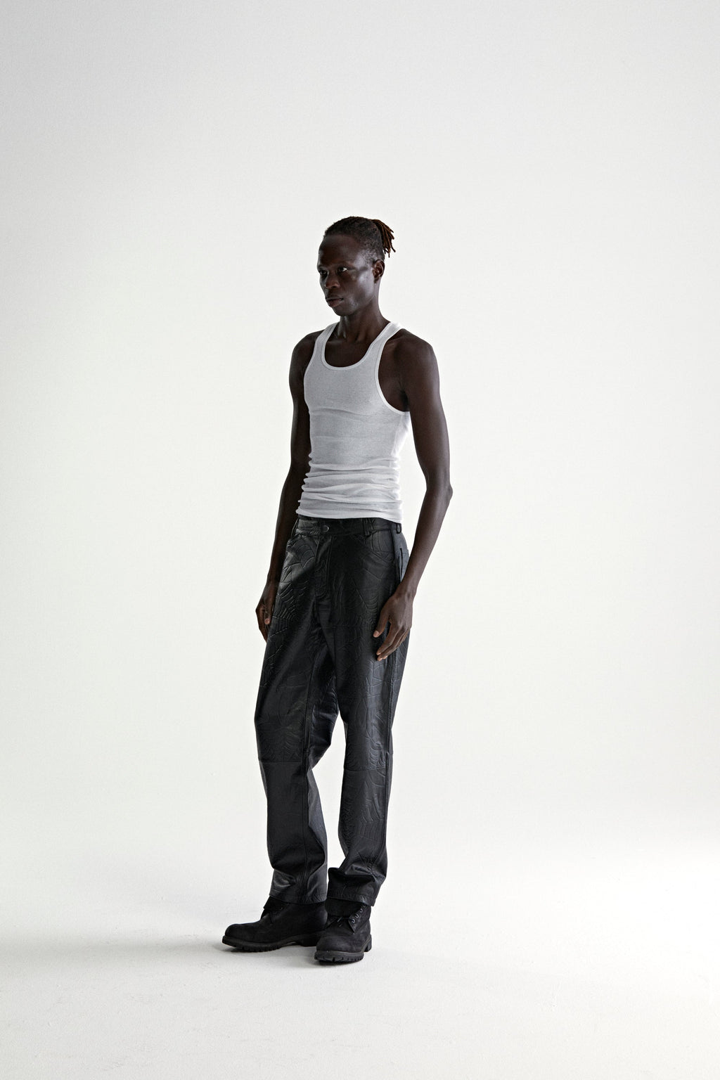 DEBOSSED WEB LEATHER PANT