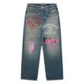 MULTI PRINT STUDDED DENIM