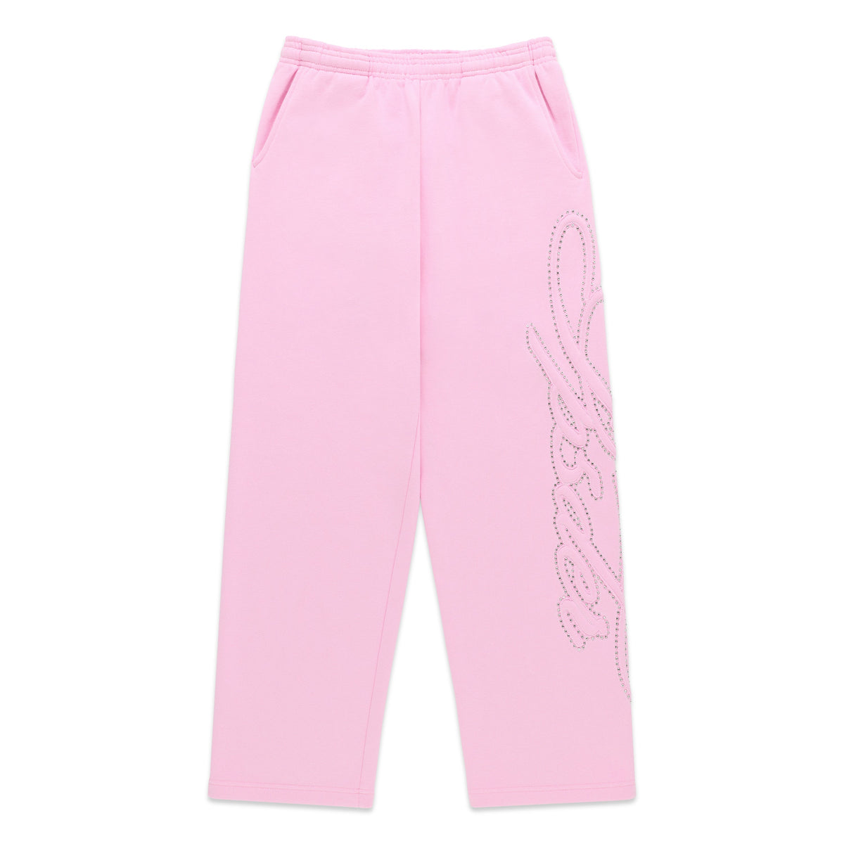 RHINESTONE SCRIPT WIDE LEG SWEATPANT
