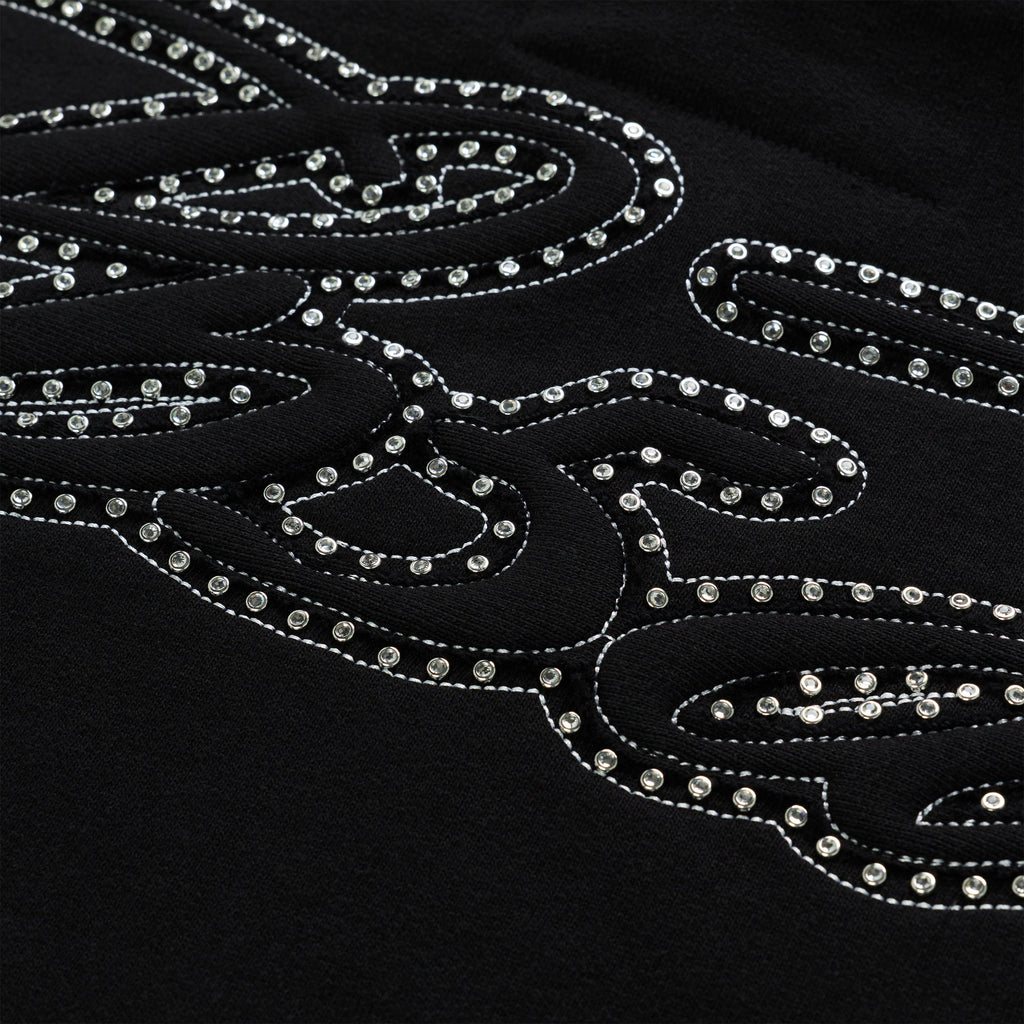 RHINESTONE SCRIPT ZIP HOODIE