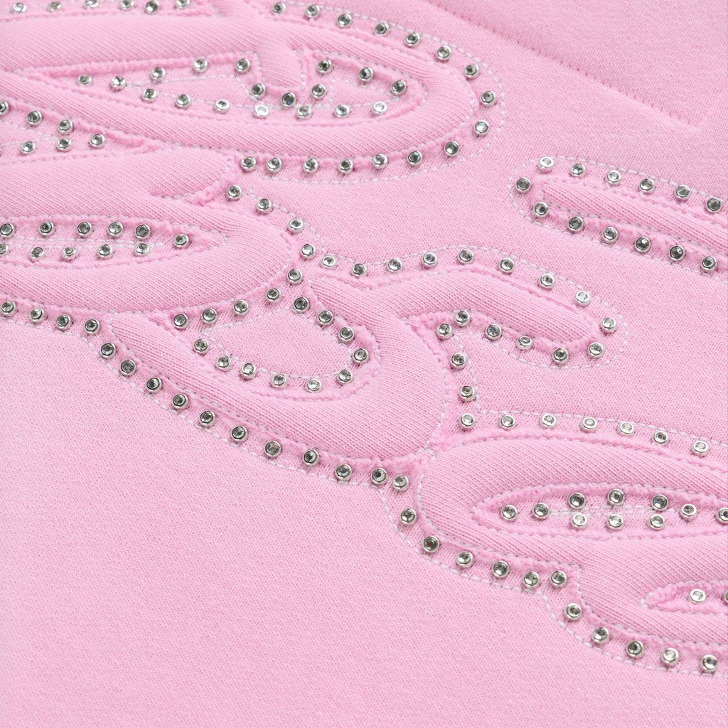 RHINESTONE SCRIPT ZIP HOODIE