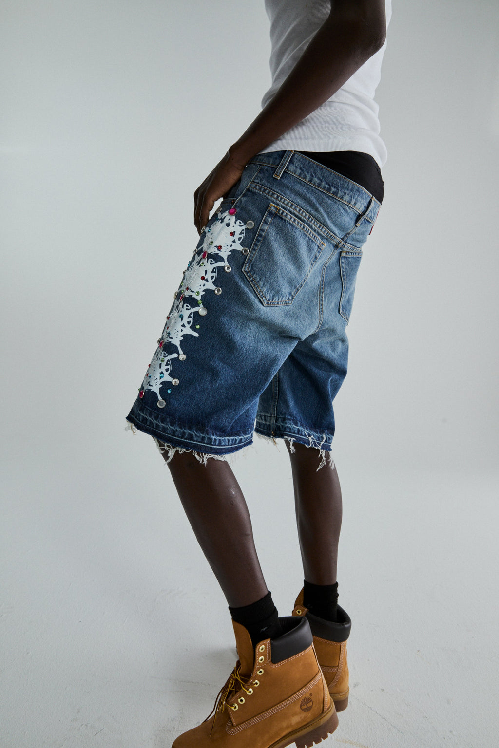 WEB STONE DENIM SHORT