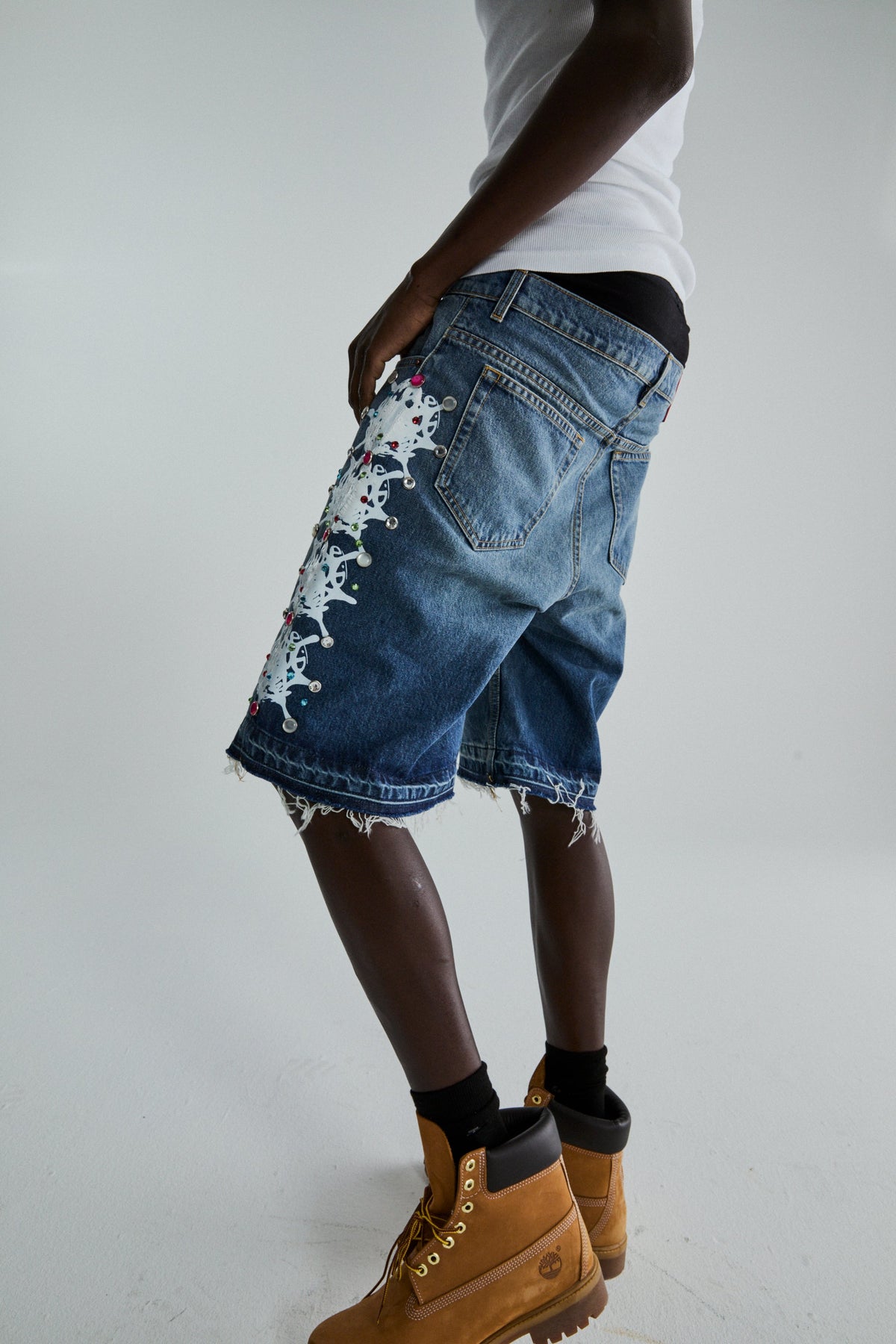 WEB STONE DENIM SHORT